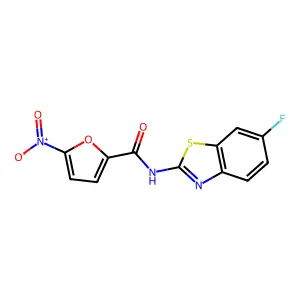 N-(6-fluoro-1,3-benzothiazol-2-yl)-5-nitrofuran-2-carboxamide structure