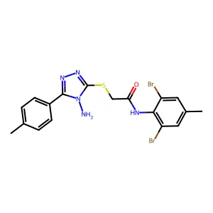2-{[4-amino-5-(4-methylphenyl)-4H-1,2,4-triazol-3-yl]sulfanyl}-N-(2,6-dibromo-4-methylphenyl)acetamide structure