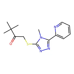 3,3-Dimethyl-1-(4-methyl-5-pyridin-2-yl-4H-[1,2,4]triazol-3-ylsulfanyl)-butan-2-one structure