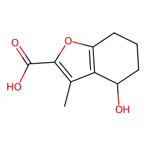 4-Hydroxy-3-methyl-4,5,6,7-tetrahydro-1-benzofuran-2-carboxylic acid structure