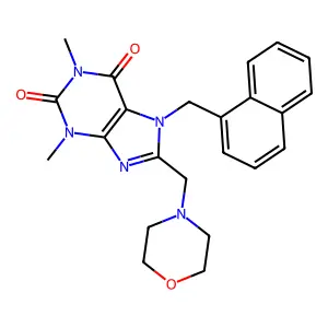 1,3-Dimethyl-8-(morpholin-4-ylmethyl)-7-(naphthalen-1-ylmethyl)purine-2,6-dione structure