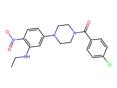 (4-Chlorophenyl){4-[3-(ethylamino)-4-nitrophenyl]piperazin-1-yl}methanone structure