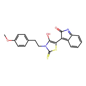 (3E)-3-{3-[2-(4-methoxyphenyl)ethyl]-4-oxo-2-thioxo-1,3-thiazolidin-5-ylidene}-1,3-dihydro-2H-indol-2-one structure