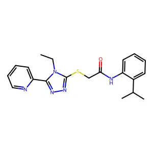 2-{[4-ethyl-5-(pyridin-2-yl)-4H-1,2,4-triazol-3-yl]sulfanyl}-N-[2-(propan-2-yl)phenyl]acetamide structure