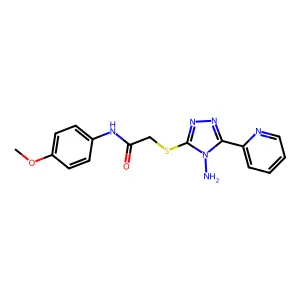 2-((4-amino-5-(pyridin-2-yl)-4H-1,2,4-triazol-3-yl)thio)-N-(4-methoxyphenyl)acetamide structure