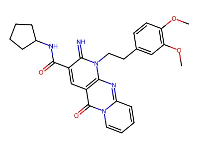 N-cyclopentyl-1-[2-(3,4-dimethoxyphenyl)ethyl]-2-imino-5-oxo-1,5-dihydro-2H-dipyrido[1,2-a:2',3'-d]pyrimidine-3-carboxamide structure