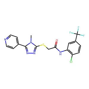 N-[2-chloro-5-(trifluoromethyl)phenyl]-2-{[4-methyl-5-(pyridin-4-yl)-4H-1,2,4-triazol-3-yl]sulfanyl}acetamide structure
