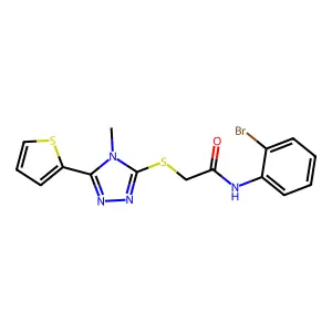 N-(2-bromophenyl)-2-{[4-methyl-5-(thiophen-2-yl)-4H-1,2,4-triazol-3-yl]sulfanyl}acetamide structure
