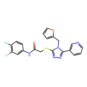 N-(3,4-difluorophenyl)-2-{[4-(furan-2-ylmethyl)-5-(pyridin-3-yl)-4H-1,2,4-triazol-3-yl]sulfanyl}acetamide structure