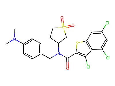 3,4,6-trichloro-N-[4-(dimethylamino)benzyl]-N-(1,1-dioxidotetrahydrothiophen-3-yl)-1-benzothiophene-2-carboxamide structure