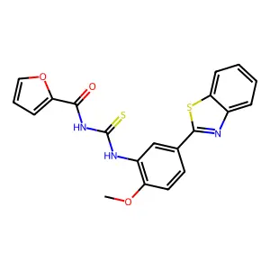N-[[5-(1,3-benzothiazol-2-yl)-2-methoxyphenyl]carbamothioyl]furan-2-carboxamide structure