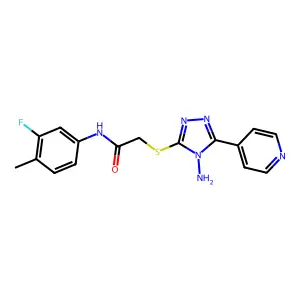 2-(4-amino-5-(4-pyridyl)(1,2,4-triazol-3-ylthio))-N-(3-fluoro-4-methylphenyl)a cetamide structure