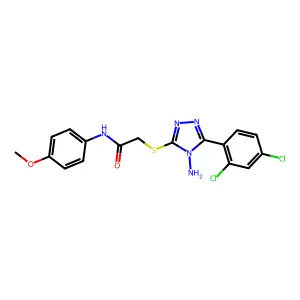 2-((4-Amino-5-(2,4-DI-CL-PH)-4H-1,2,4-triazol-3-YL)thio)-N-(4-meo-PH)acetamide structure