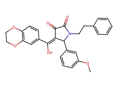 4-(2,3-dihydro-1,4-benzodioxine-6-carbonyl)-3-hydroxy-5-(3-methoxyphenyl)-1-(2-phenylethyl)-2,5-dihydro-1H-pyrrol-2-one structure
