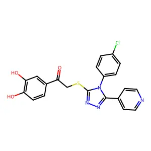 2-[[4-(4-chlorophenyl)-5-pyridin-4-yl-1,2,4-triazol-3-yl]sulfanyl]-1-(3,4-dihydroxyphenyl)ethanone structure