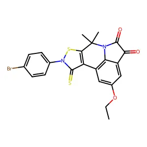 9-(4-bromophenyl)-2-ethoxy-7,7-dimethyl-10-thioxo-9,10-dihydro-7H-pyrrolo[3,2,1-ij][1,2]thiazolo[5,4-c]quinoline-4,5-dione structure