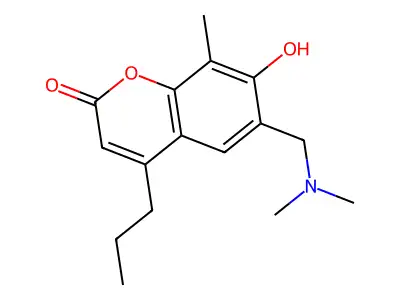6-[(Dimethylazaniumyl)methyl]-8-methyl-2-oxo-4-propylchromen-7-olate structure