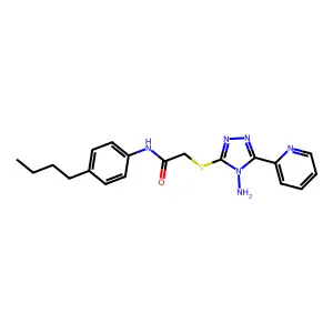 2-((4-amino-5-(pyridin-2-yl)-4H-1,2,4-triazol-3-yl)thio)-N-(4-butylphenyl)acetamide structure