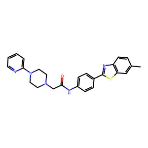 N-[4-(6-methyl-1,3-benzothiazol-2-yl)phenyl]-2-(4-pyridin-2-ylpiperazin-1-yl)acetamide structure