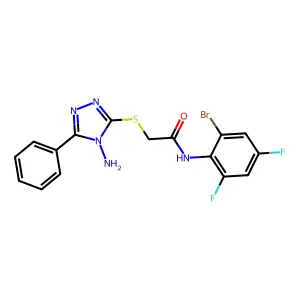 2-[(4-amino-5-phenyl-4H-1,2,4-triazol-3-yl)sulfanyl]-N-(2-bromo-4,6-difluorophenyl)acetamide structure