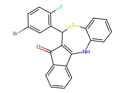 6-(5-bromo-2-fluorophenyl)-6,12-dihydro-5H-benzo[b]indeno[1,2-e][1,4]thiazepin-5-one structure