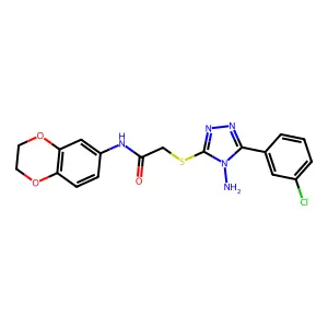 2-{[4-amino-5-(3-chlorophenyl)-4H-1,2,4-triazol-3-yl]sulfanyl}-N-(2,3-dihydro-1,4-benzodioxin-6-yl)acetamide structure