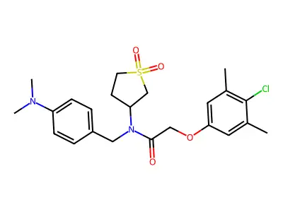 2-(4-chloro-3,5-dimethylphenoxy)-N-[4-(dimethylamino)benzyl]-N-(1,1-dioxidotetrahydrothiophen-3-yl)acetamide structure