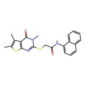 N-(naphthalen-1-yl)-2-[(3,5,6-trimethyl-4-oxo-3,4-dihydrothieno[2,3-d]pyrimidin-2-yl)sulfanyl]acetamide structure