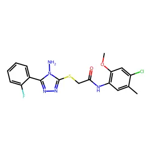 2-[4-amino-5-(2-fluorophenyl)(1,2,4-triazol-3-ylthio)]-N-(4-chloro-2-methoxy-5-methylphenyl)acetamide structure