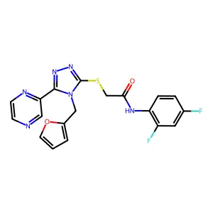 N-(2,4-difluorophenyl)-2-{[4-(furan-2-ylmethyl)-5-(pyrazin-2-yl)-4H-1,2,4-triazol-3-yl]sulfanyl}acetamide structure