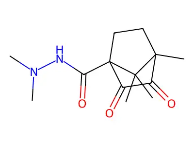 N',N',4,7,7-pentamethyl-2,3-dioxobicyclo[2.2.1]heptane-1-carbohydrazide structure