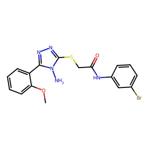 2-[4-amino-5-(2-methoxyphenyl)(1,2,4-triazol-3-ylthio)]-N-(3-bromophenyl)aceta mide structure