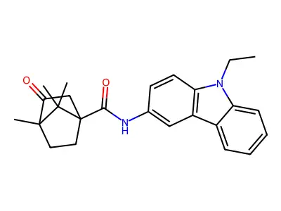 N-(9-ethyl-9H-carbazol-3-yl)-4,7,7-trimethyl-3-oxobicyclo[2.2.1]heptane-1-carboxamide structure