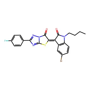 (3Z)-5-bromo-1-butyl-3-[2-(4-fluorophenyl)-6-oxo[1,3]thiazolo[3,2-b][1,2,4]triazol-5(6H)-ylidene]-1,3-dihydro-2H-indol-2-one structure