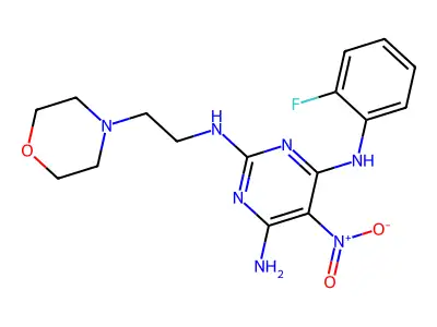 N~4~-(2-fluorophenyl)-N~2~-[2-(morpholin-4-yl)ethyl]-5-nitropyrimidine-2,4,6-triamine structure