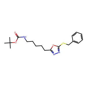 tert-butyl N-[5-(5-benzylsulfanyl-1,3,4-oxadiazol-2-yl)pentyl]carbamate structure