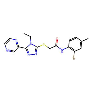 N-(2-Bromo-4-methylphenyl)-2-((4-ethyl-5-(pyrazin-2-yl)-4H-1,2,4-triazol-3-yl)thio)acetamide structure