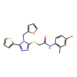 N-(4-bromo-2-methylphenyl)-2-{[4-(furan-2-ylmethyl)-5-(thiophen-2-yl)-4H-1,2,4-triazol-3-yl]sulfanyl}acetamide structure