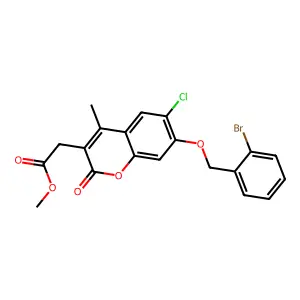 methyl {7-[(2-bromobenzyl)oxy]-6-chloro-4-methyl-2-oxo-2H-chromen-3-yl}acetate structure