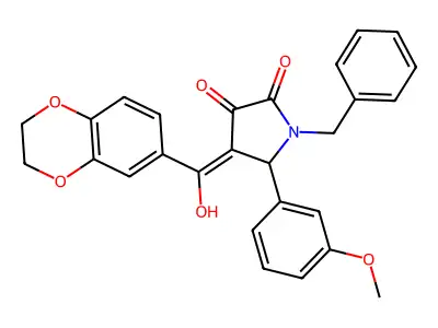 1-benzyl-4-(2,3-dihydro-1,4-benzodioxine-6-carbonyl)-3-hydroxy-5-(3-methoxyphenyl)-2,5-dihydro-1H-pyrrol-2-one structure
