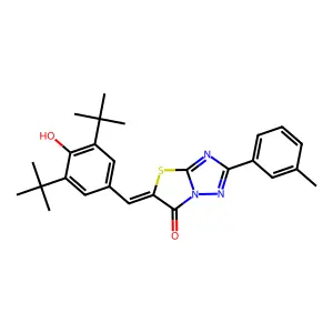 (5Z)-5-(3,5-di-tert-butyl-4-hydroxybenzylidene)-2-(3-methylphenyl)[1,3]thiazolo[3,2-b][1,2,4]triazol-6(5H)-one structure