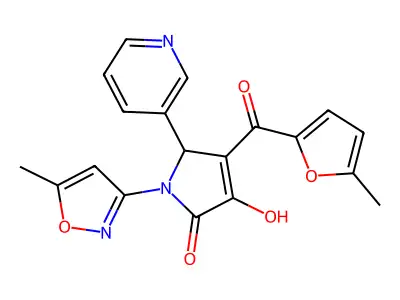 3-hydroxy-4-[(5-methylfuran-2-yl)carbonyl]-1-(5-methyl-1,2-oxazol-3-yl)-5-(pyridin-3-yl)-1,5-dihydro-2H-pyrrol-2-one structure