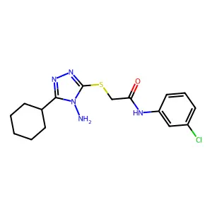 2-((4-amino-5-cyclohexyl-4H-1,2,4-triazol-3-yl)thio)-N-(3-chlorophenyl)acetamide structure