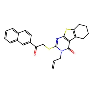 2-{[2-(naphthalen-2-yl)-2-oxoethyl]sulfanyl}-3-(prop-2-en-1-yl)-5,6,7,8-tetrahydro[1]benzothieno[2,3-d]pyrimidin-4(3H)-one structure