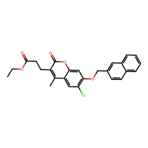 ethyl 3-[6-chloro-4-methyl-7-(2-naphthylmethoxy)-2-oxo-2H-chromen-3-yl]propanoate structure