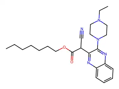 Heptyl 2-cyano-2-[3-(4-ethylpiperazin-1-yl)quinoxalin-2-yl]acetate structure