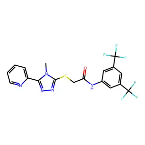 N-[3,5-bis(trifluoromethyl)phenyl]-2-{[4-methyl-5-(pyridin-2-yl)-4H-1,2,4-triazol-3-yl]sulfanyl}acetamide structure
