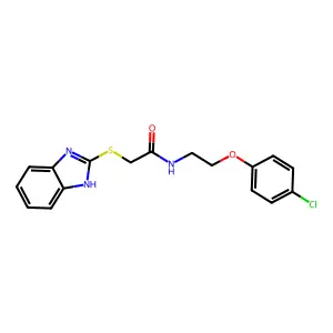 2-(1H-benzimidazol-2-ylsulfanyl)-N-[2-(4-chlorophenoxy)ethyl]acetamide structure