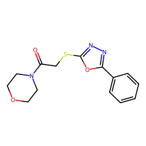 1-(Morpholin-4-yl)-2-[(5-phenyl-1,3,4-oxadiazol-2-yl)sulfanyl]ethan-1-one structure