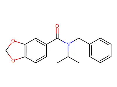 N-benzyl-N-isopropyl-1,3-benzodioxole-5-carboxamide structure